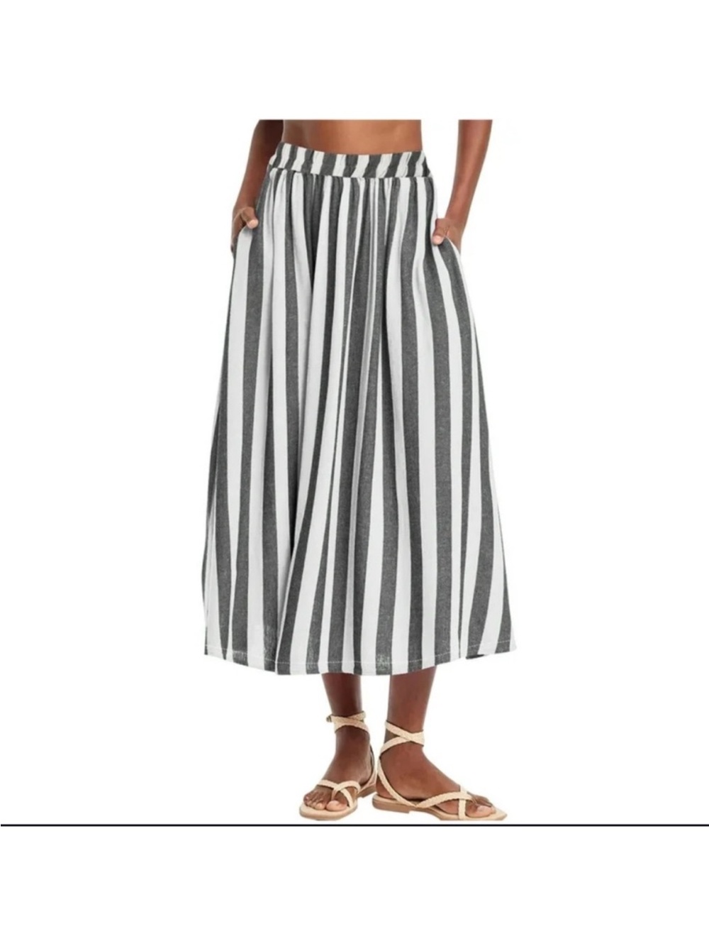 A New Day Striped Black and White Maxi Skirt